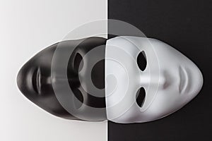 Black and white masks anonymity concept photo