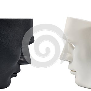 Black and white masks like human behavior, conception