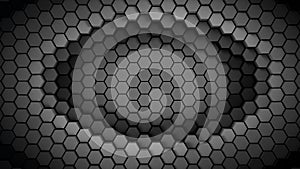 Black and white material hexagons background template. 3d Render