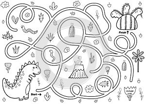 Black and white maze game for kids. Help the cute bee find the way to the flower