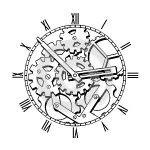 Black and White Mechanical Clock