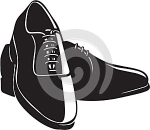 Black and White Mens Shoes Illustration