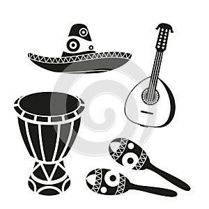 Black and white mexican music set.