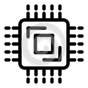 Black and white microchip icon illustration