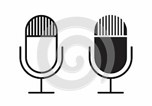 Black and white microphones icons