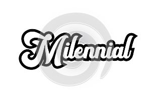 black and white Milennial hand written word text for typography logo icon design