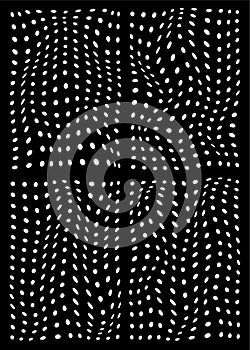Black-white misshapen dots abstract geometric background. Vector illustration.