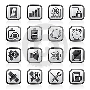 Black an white mobile Phone sign icons