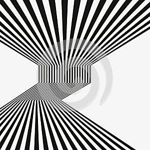 Black and white mobious wave stripe optical abstract design. optical effect mobius wave stripe design movement
