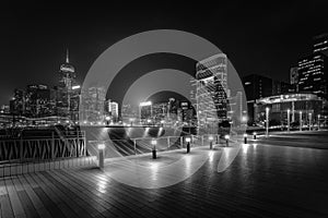 Black and white modern buildings of Hong Kong