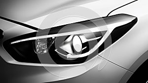 Black and White Modern Car Headlight
