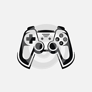 Modern video game controller icon, gamepad design, gaming entertainment logo silhouette