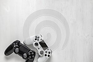 Black and white modern gamepad on  background