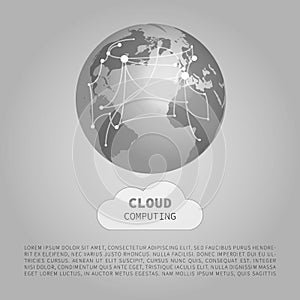 Black and White Modern Minimal Style Cloud Computing, Networks Structure, Telecommunications Concept Design, Network
