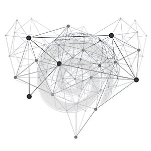 Black and White Modern Minimal Style Polygonal Networks Structure, Digital Telecommunications Concept Design, Network Connections