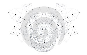 Black and White Modern Minimal Style Polygonal Networks Structure, Digital Telecommunications Concept Design,Network Connections