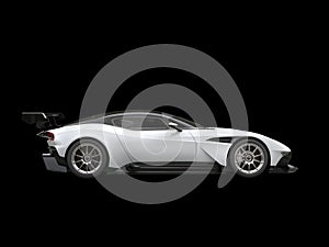 Black and white modern sports super car on black background