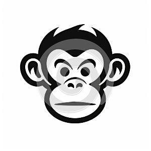 Black And White Monkey Logo: Simplistic Vector Art Inspired By Liam Wong And Angus Mckie