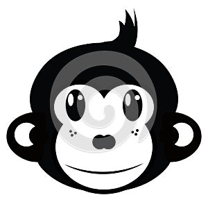 Black and White Monkey Outline with Clipping Path Around Black Isolated on White