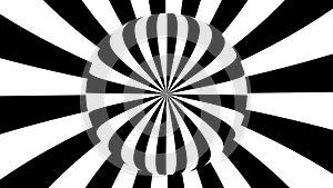 Black and white monochrome optical illusion with geometric pattern, surreal hypnotic seamless looping motion background