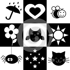 black and white montessory cards