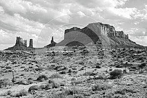 Black and White Monument Valley panorama - Arizona, AZ