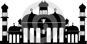 Black and white mosque icon big arabian hous islamic theme