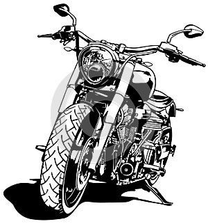 Black and White Motorcycle Drawing