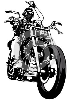 Black and White Motorcyclist From Gang