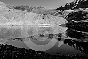 Black and white Mount Sneffels Reflections Alpine Lake