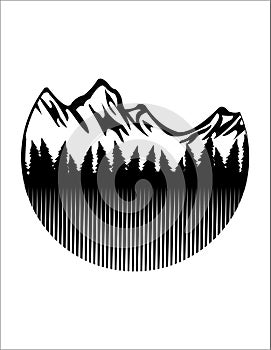 Black and white mountain, advanture logo