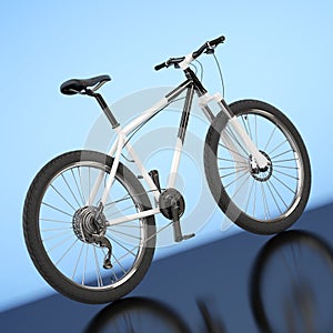 Black and White Mountain Bike. 3d Rendering