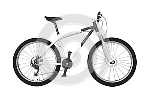 Black and White Mountain Bike. 3d Rendering