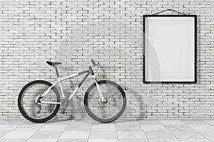 Black and White Mountain Bike in front of Brick Wall with Blank