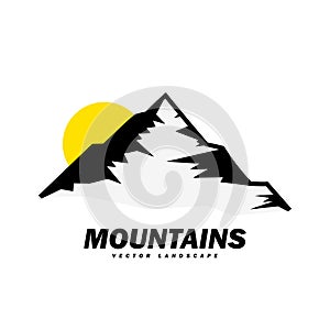 Black and White Mountain Explorer Adventure Badge Logo, Sign, Icon Vector Template Design