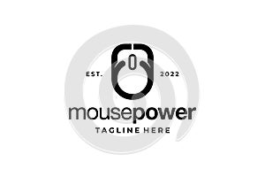 black white mouse power logo