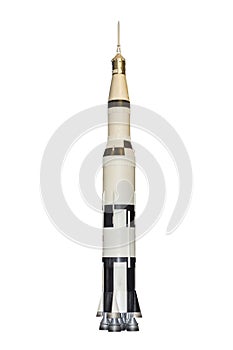 Black and white multistage space rocket model isolated on white background with clipping path