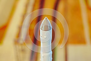 Black and white multi-stage space rocket model