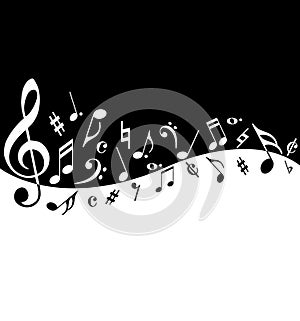 Black and white music notation poster