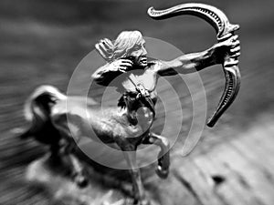 Black and white mythological centaur archer photo