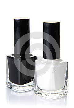 Black and white nail varnish