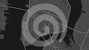 Black and white New York city area vector background map, streets and water cartography illustration