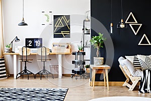 Black and white nordic apartment