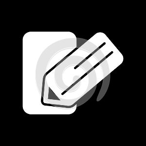 Black and white note illustration. Solid linear business icon.