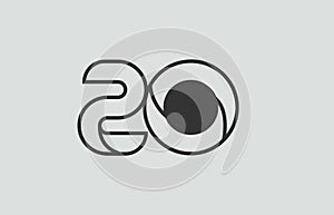 black and white number 20 logo icon design