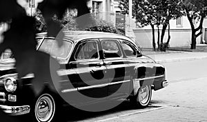 Black and white old-fashioned automobile