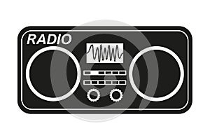 Black and white old radio silhouette