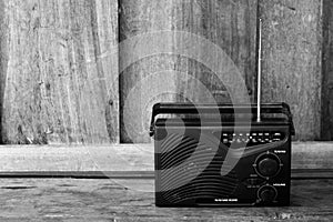 Black and white , old transistor radio