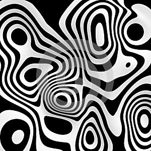 Black and white opposite abstract background. Contrast concept. Two piece material. 3d relief wavy fabric surface