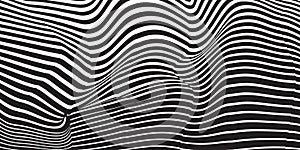 Black and White Optical Illusion Pattern with Wavy Undulating Lines